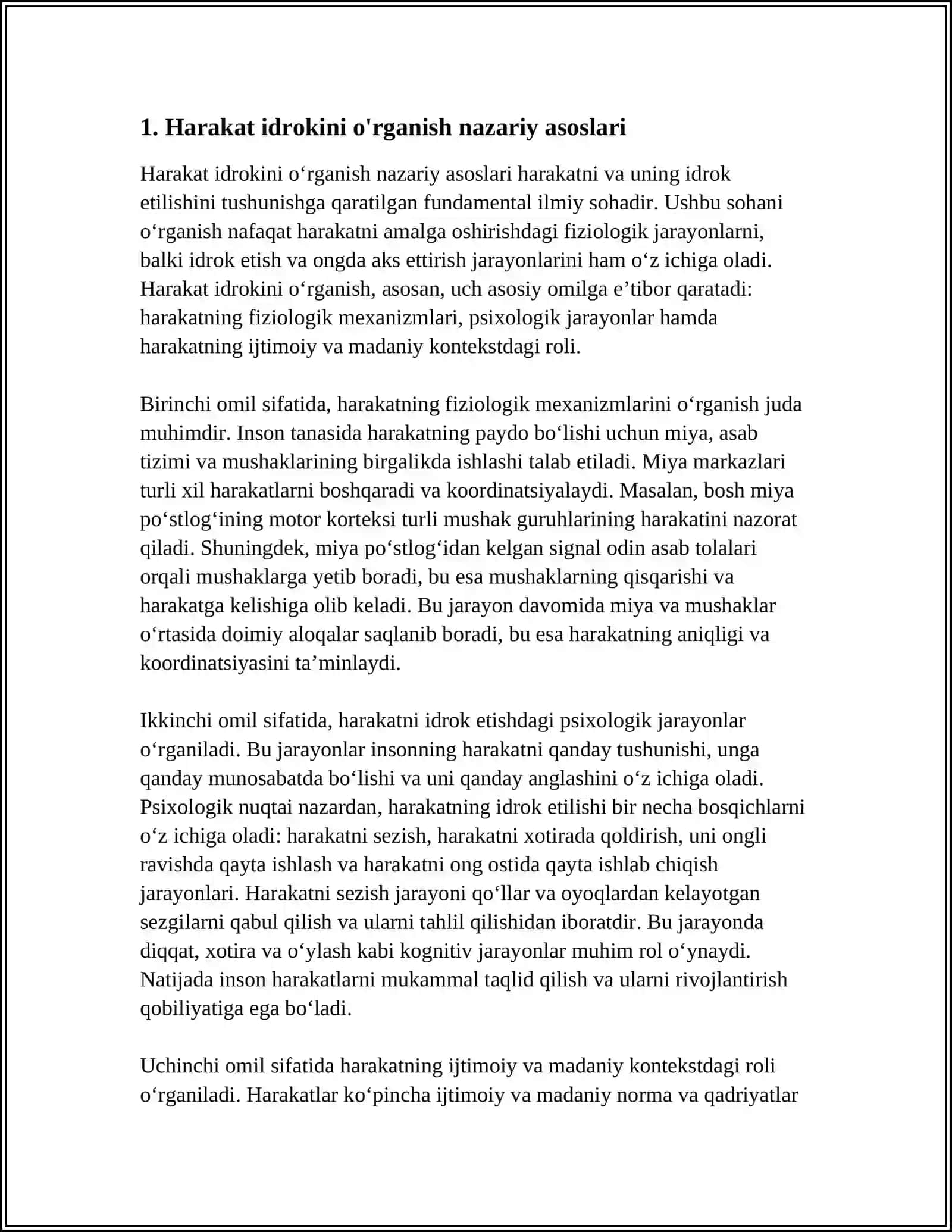 HARAKAT IDROKINI O'RGANISH METODIKASI 3
