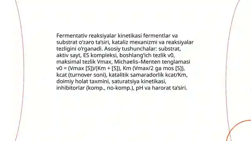 Fermentativ reaksiyalar kinetikasi 3