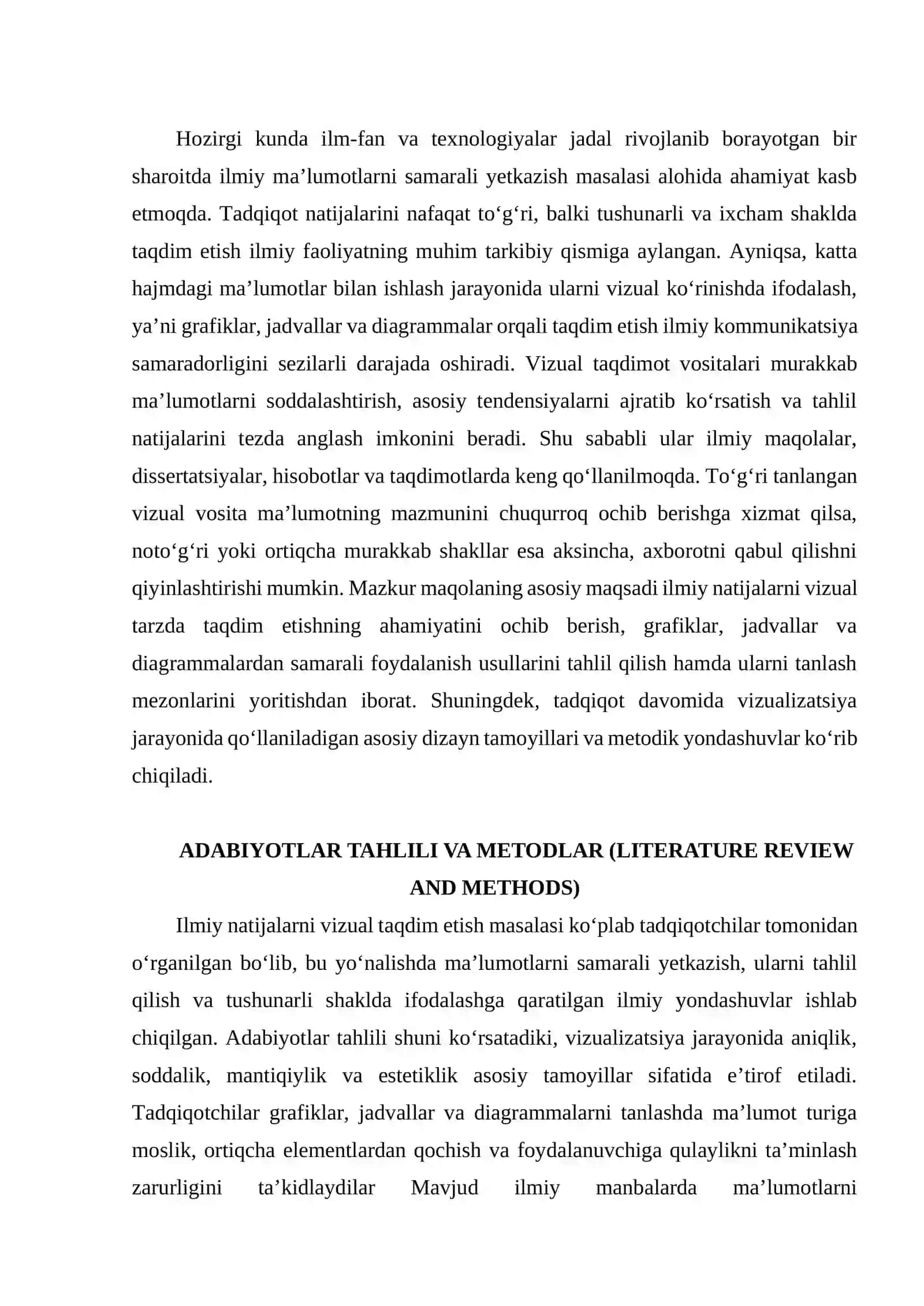 "Ilmiy natijalarni vizual taqdim etish: grafik, jadval va diagrammalar" 3