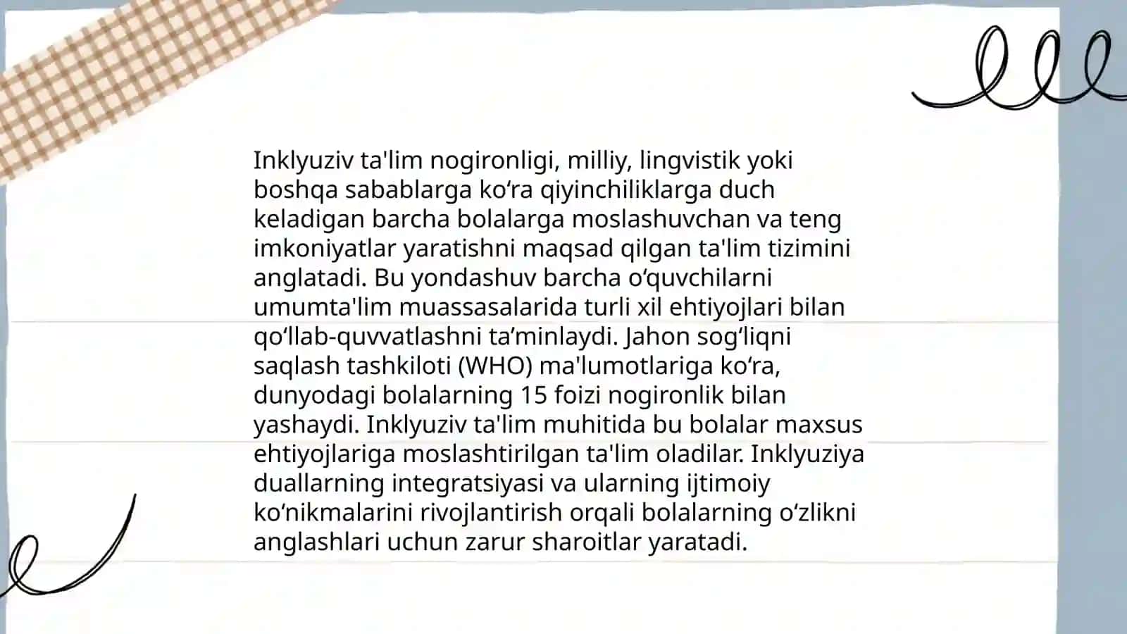 Inklyuziv uy ta'limi va "Mehrli maktab" larda pedagogik ta'lim jarayonini tashkil etish yoʻllari va vositalari 3