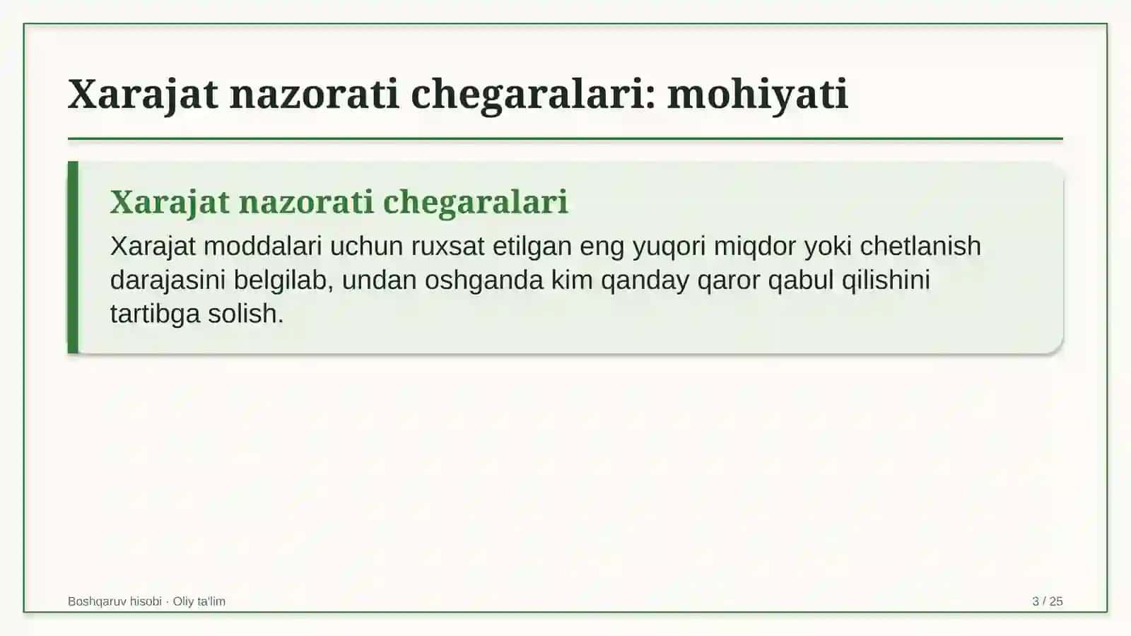 baholash tashkilotlarida xarajatlarni nazorat qilish chegaralarini belgilash 4172 3
