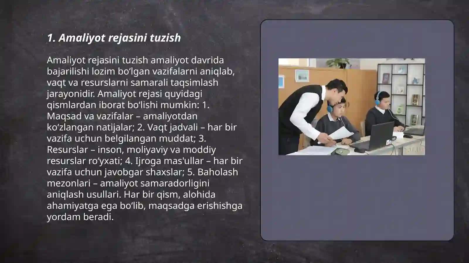 Amaliyot rejasini tuzish 3