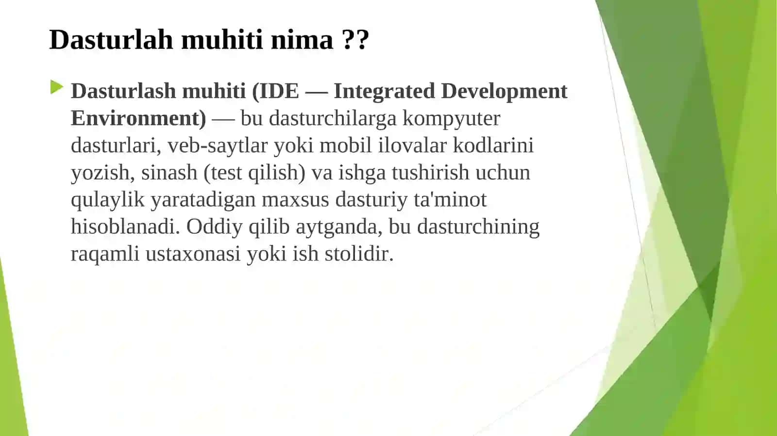 Dasturlash muhiti va IDE bilash ishlash 3