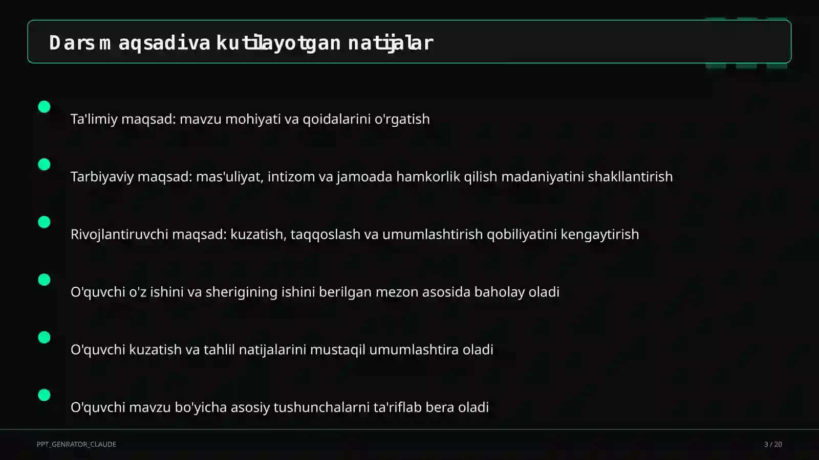 Ingliz tili (1–11) — takrorlash darsi uchun 3