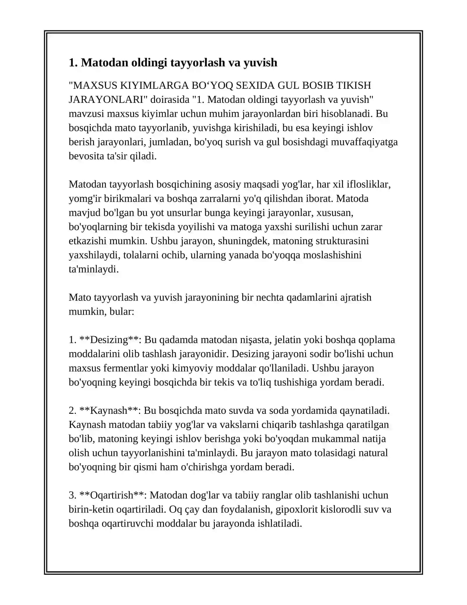 MAXSUS KIYIMLARGA BOʻYOQ SEXIDA GUL BOSIB TIKISH JARAYONLARI 3