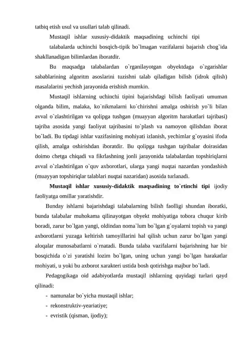 Mustaqil ishlar turlari 3