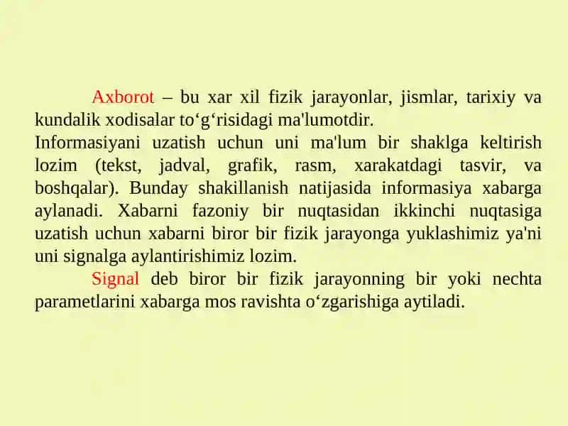 “Tizimlar va signallarni qayta ishlash” faniga kirish 3