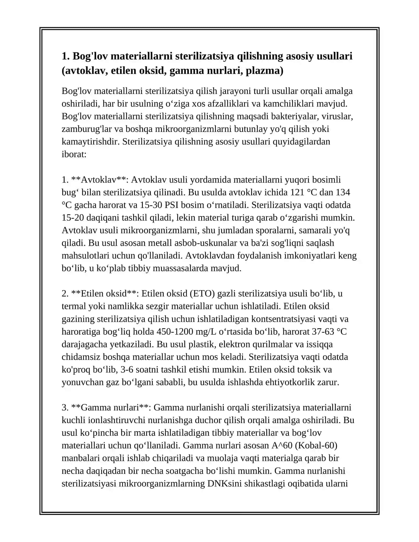 BOG'LOV MATERIALLARNI STERILIZATSIYA QILISH 3
