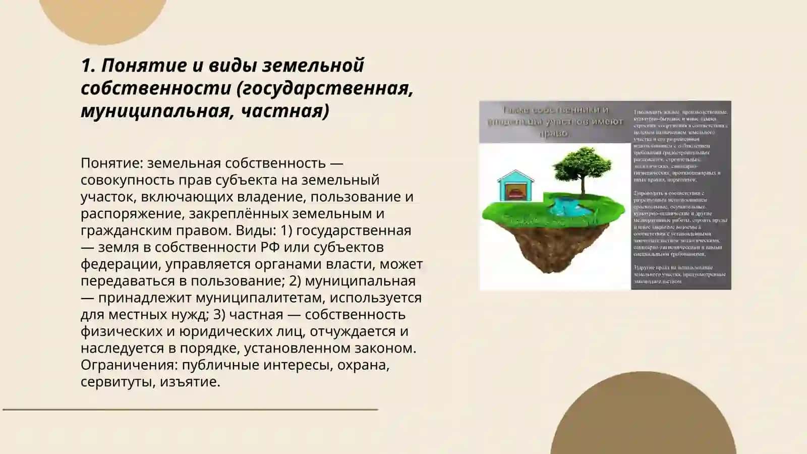 Собственность на землю. Права юридических и физических лиц на земельные участки 3