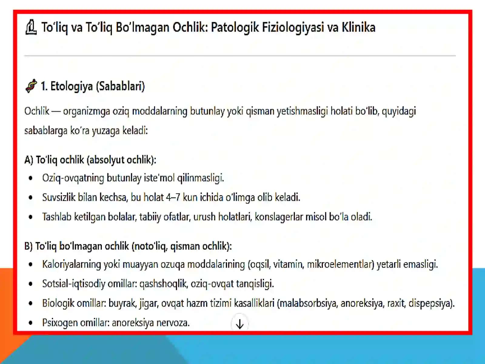 To‘liq, to‘liq bo‘lmagan ochlik‘’mavzusi 3