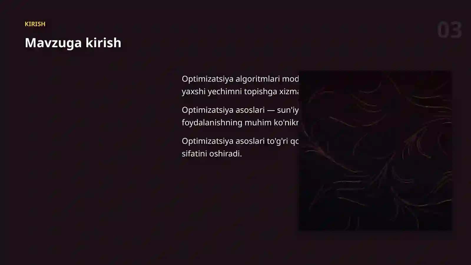 OPTIMIZATSIYA ALGORITMLARI 3