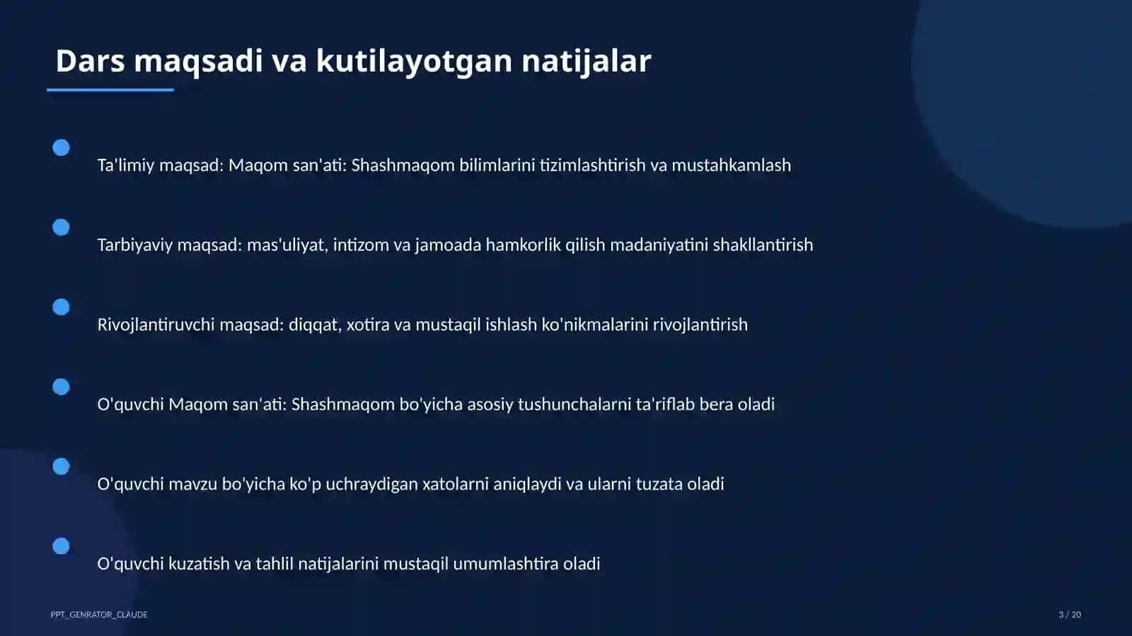 Maqom san'ati: Shashmaqom (5-sinf) 3