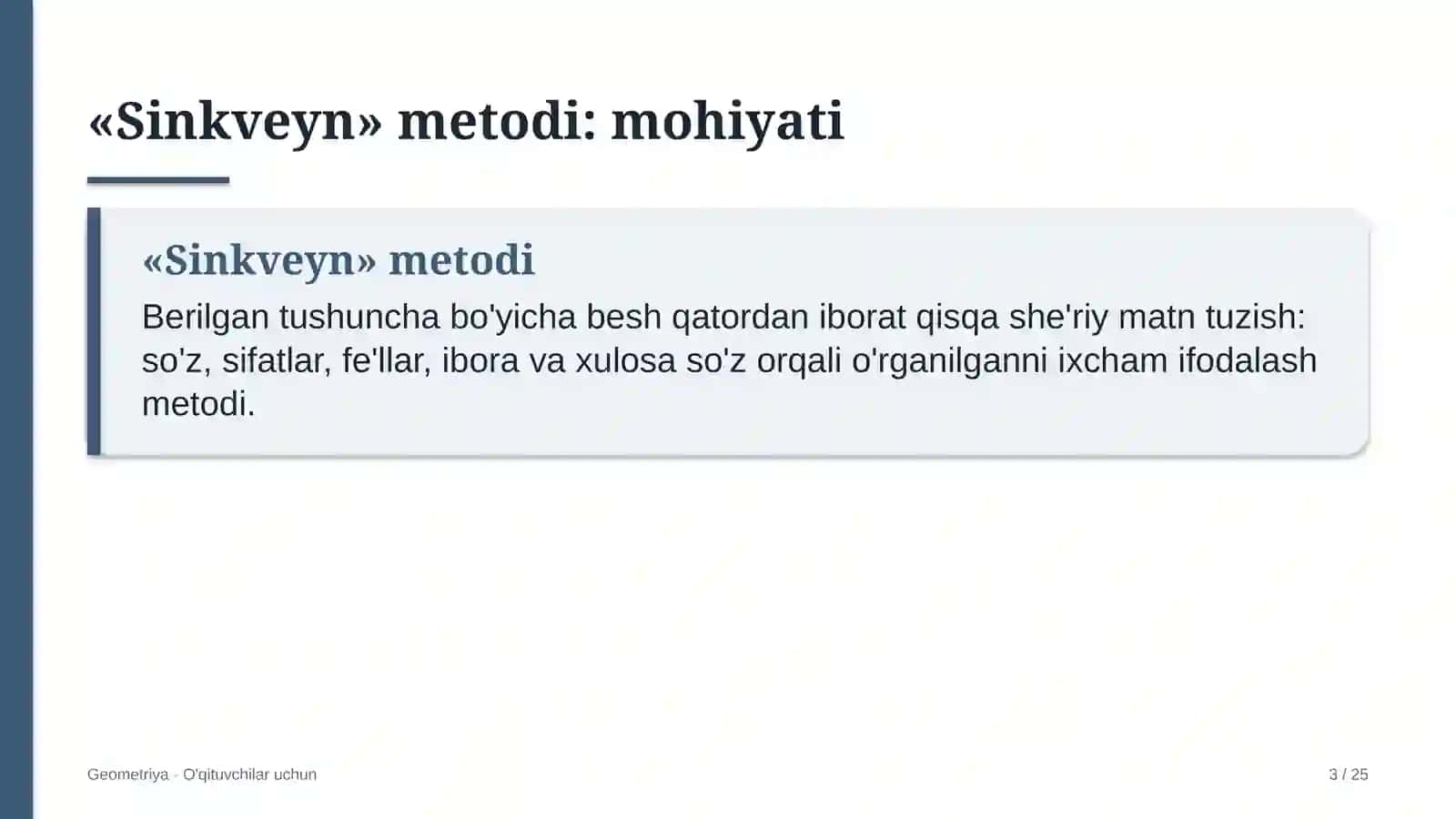 geometriya darslarida sinkveyn metodidan foydalanish 3929 3