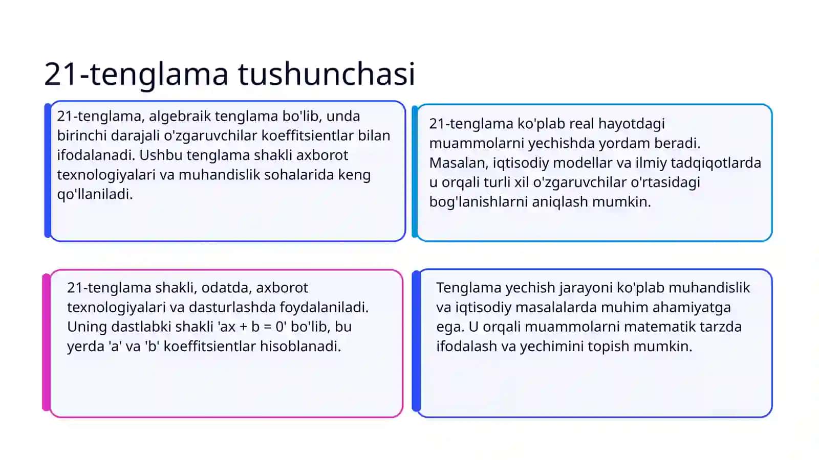 21-tenglama va uni yechishga orgatish 3