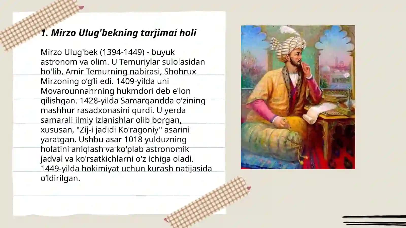 Mirzo Ulug'bek hayoti va ijodi 3