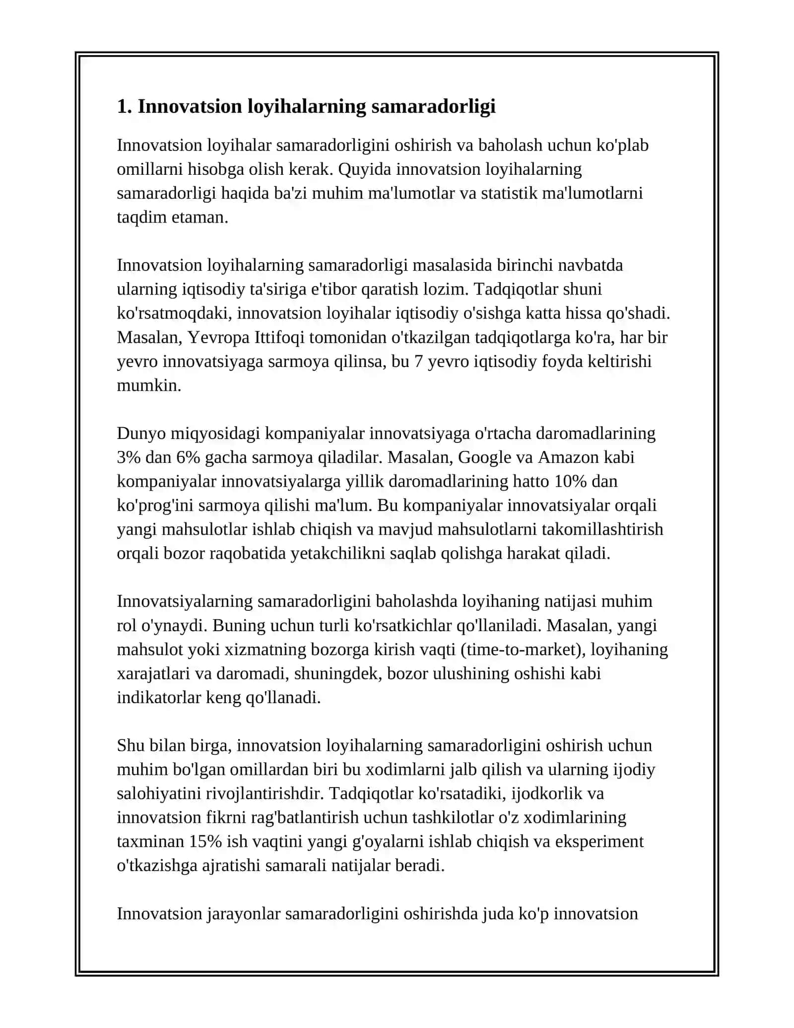 INOVATSION LOYIHALARNING ISHLAB CHIQARISHGA JORIY ETILISHI 3