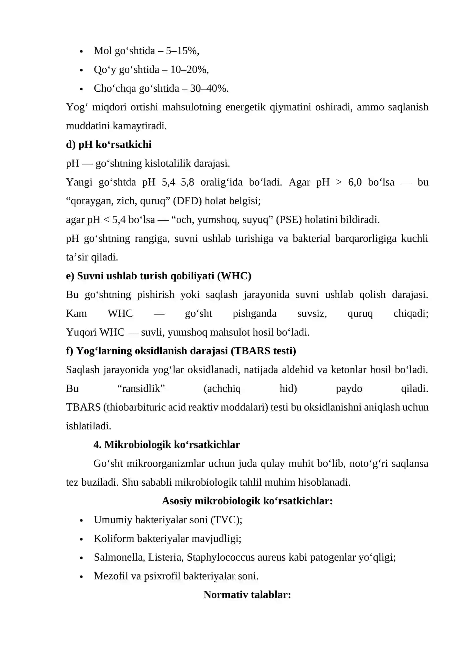 GO‘SHT MAHSULOTLARI SIFATINI BAHOLASH USULLARI VA MEZONLARI 3