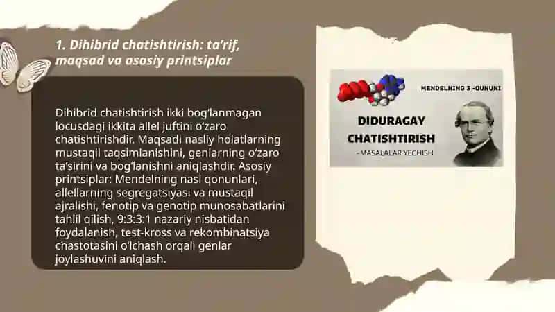 Di- va poliduragay chatishtirish. Allel bo'lmagan genlarning o'zat ta'siri. 3