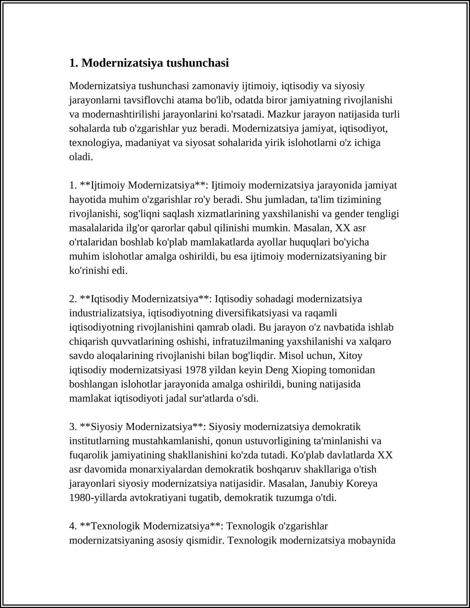 MODERNZATSIYA JARAYONLARI HAQIDA MALUMOT 3