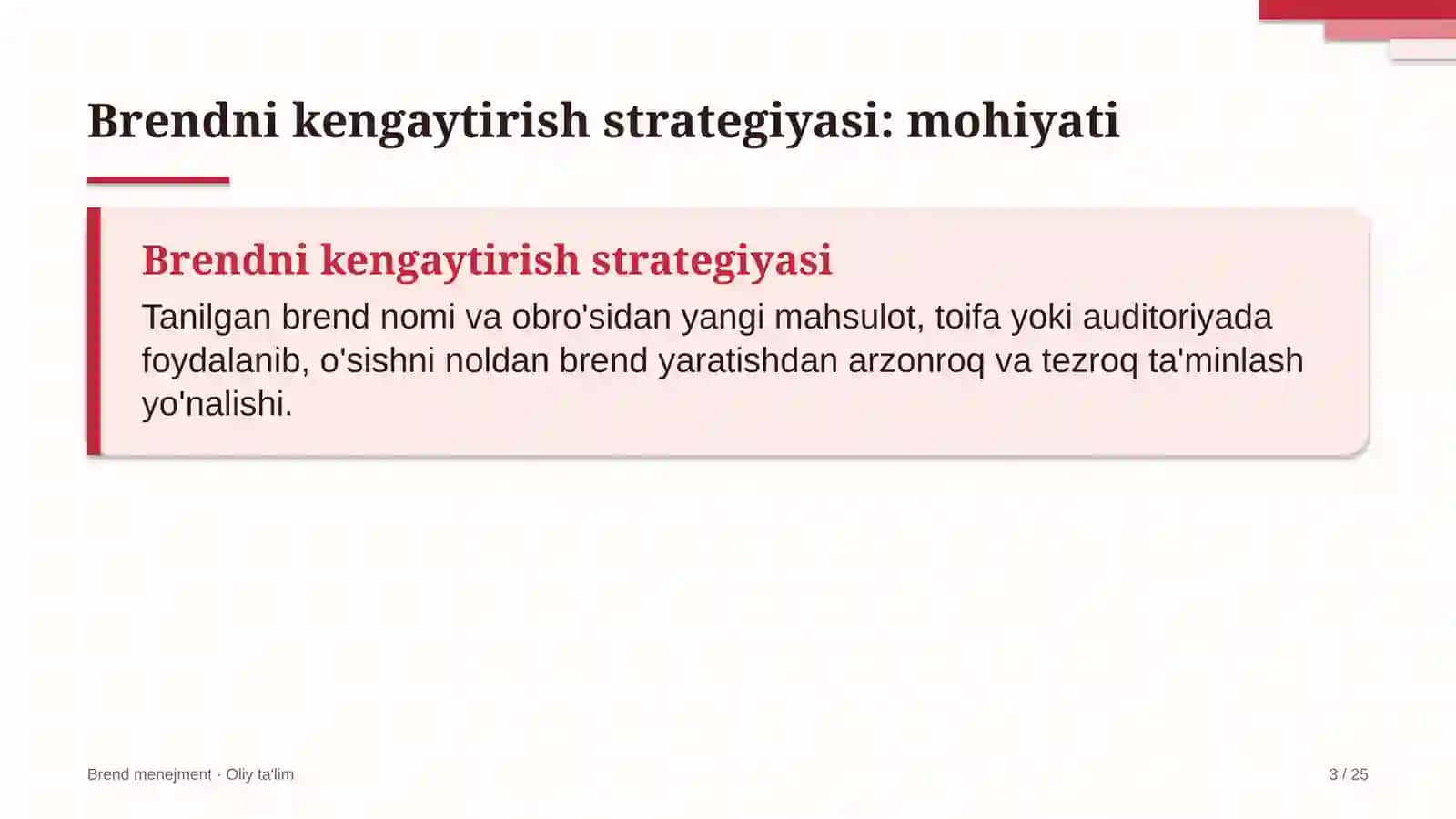 Dam olish maskanlarida brendni kengaytirish strategiyasi 3