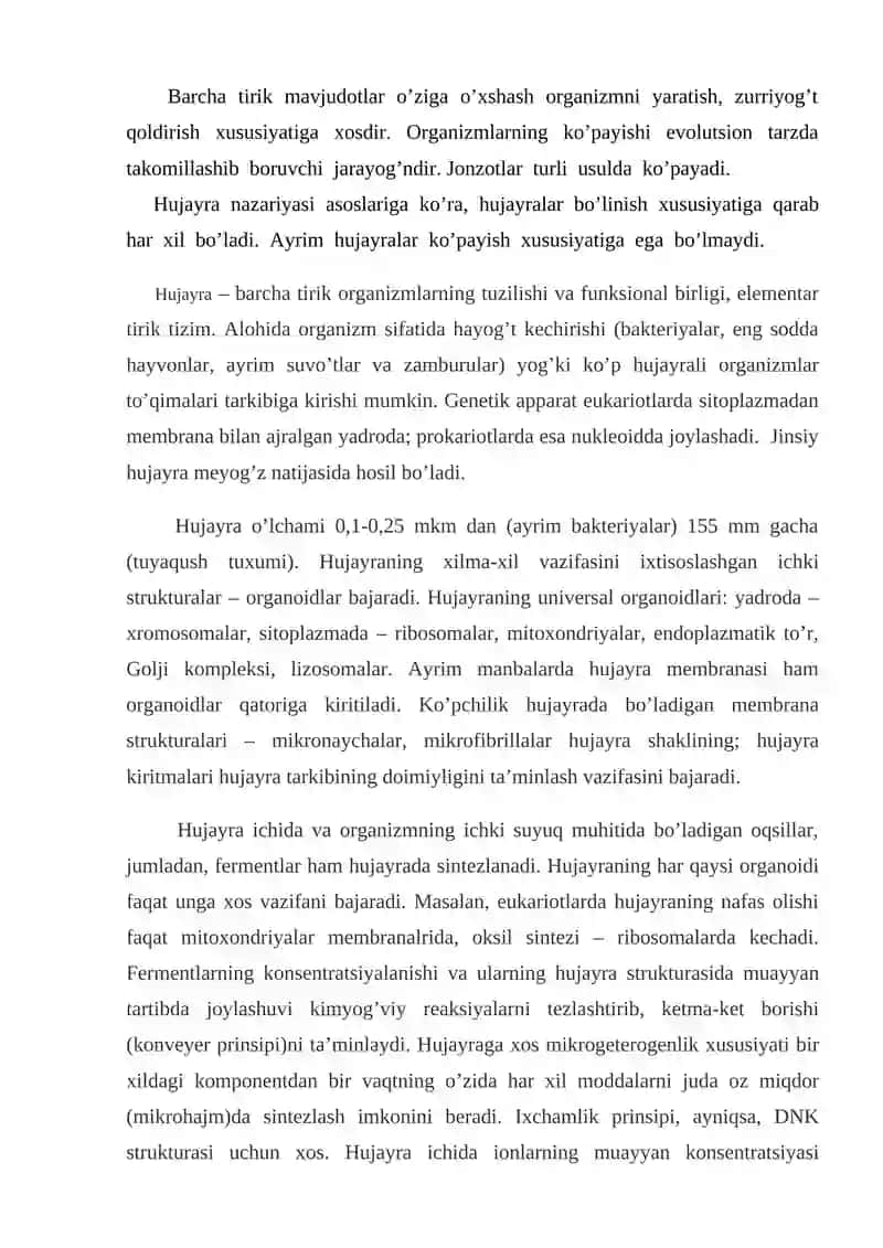 Hujayralar va to’qimalar 3
