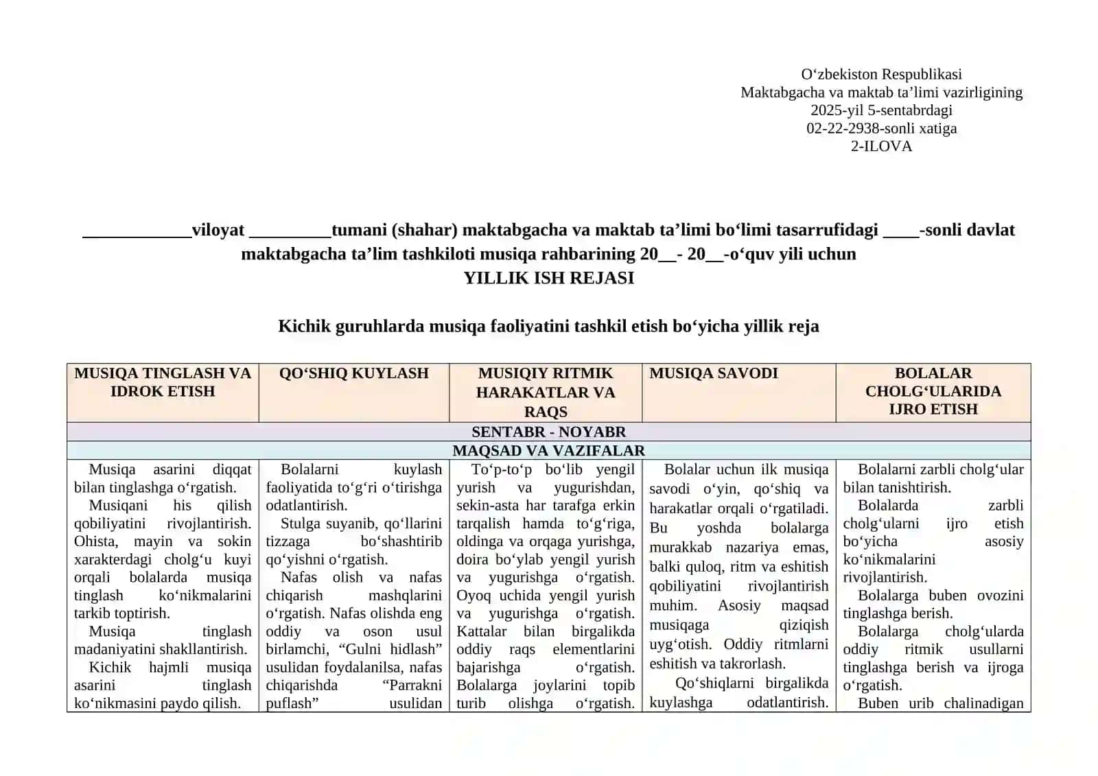 Musiqa rahbarining ish jurnali 3