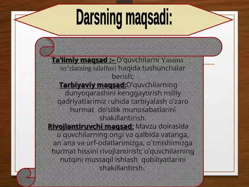 Yasama so’zlarning talaffuzi 3