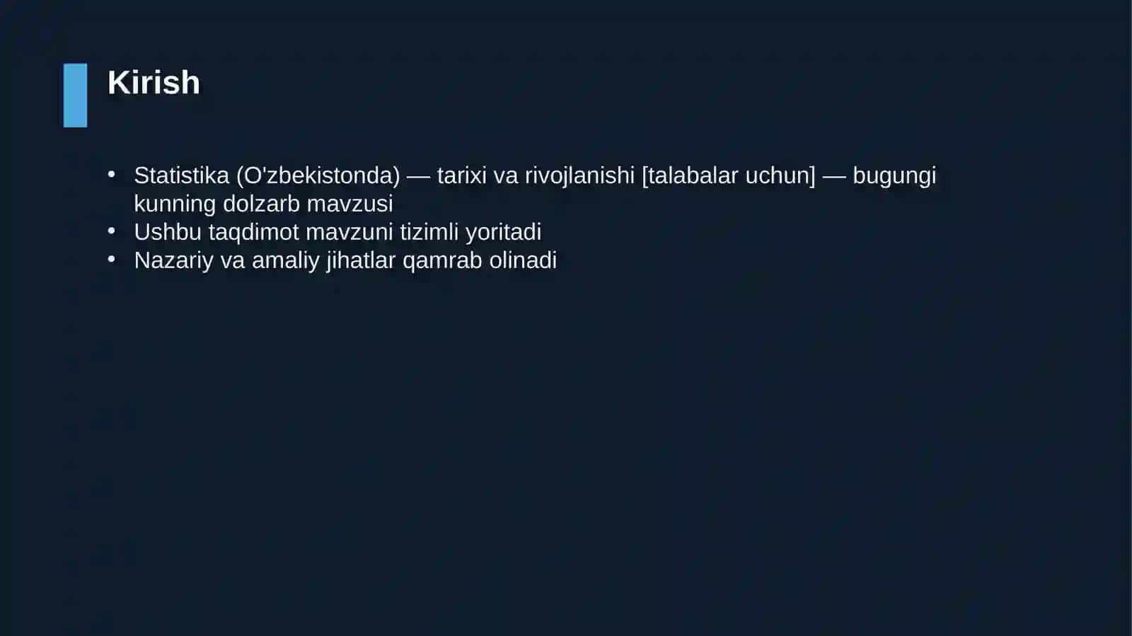 Statistika (O'zbekistonda) — tarixi va rivojlanishi [talabalar uchun] 3