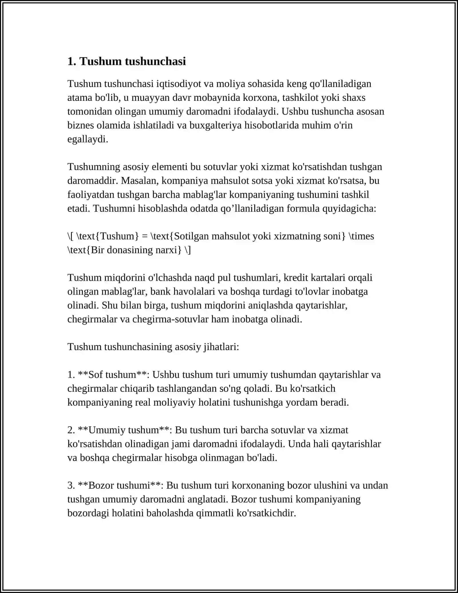 TUSHUM VA SARFLARNI XISOBGA OLISH 3