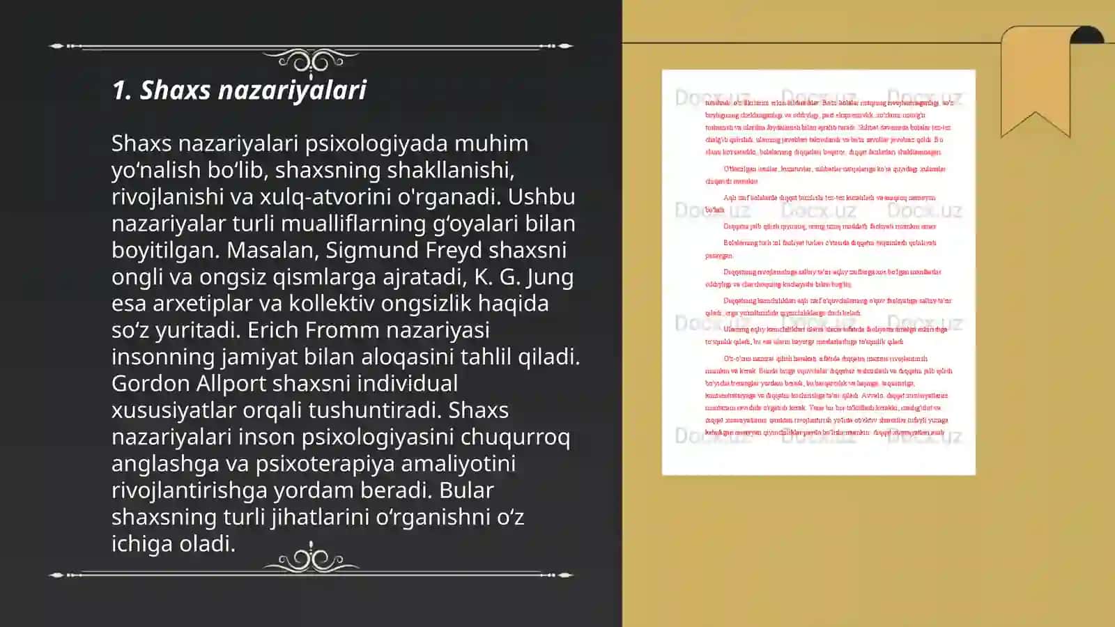 Shaxs nazariyalari; Endopsixika, egzopsixika; Dobrinnining diqqat haqidagi qarashlari; Diqqatning xususiyatlari; Dobrinnining diqqat haqidagi qarashlari; Diqqatning xususiyatlar 3