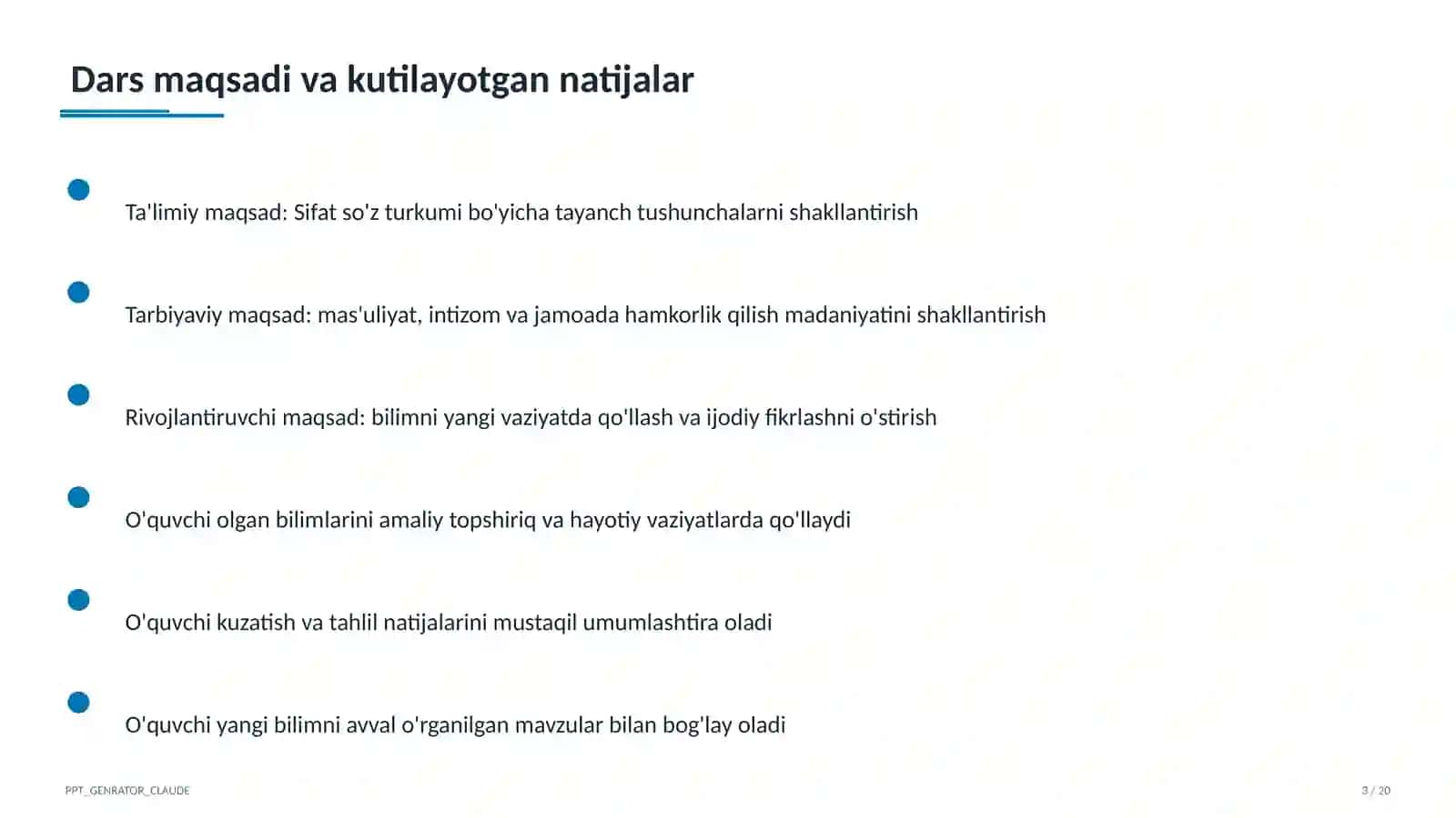 Sifat so'z turkumi (3-sinf) 3
