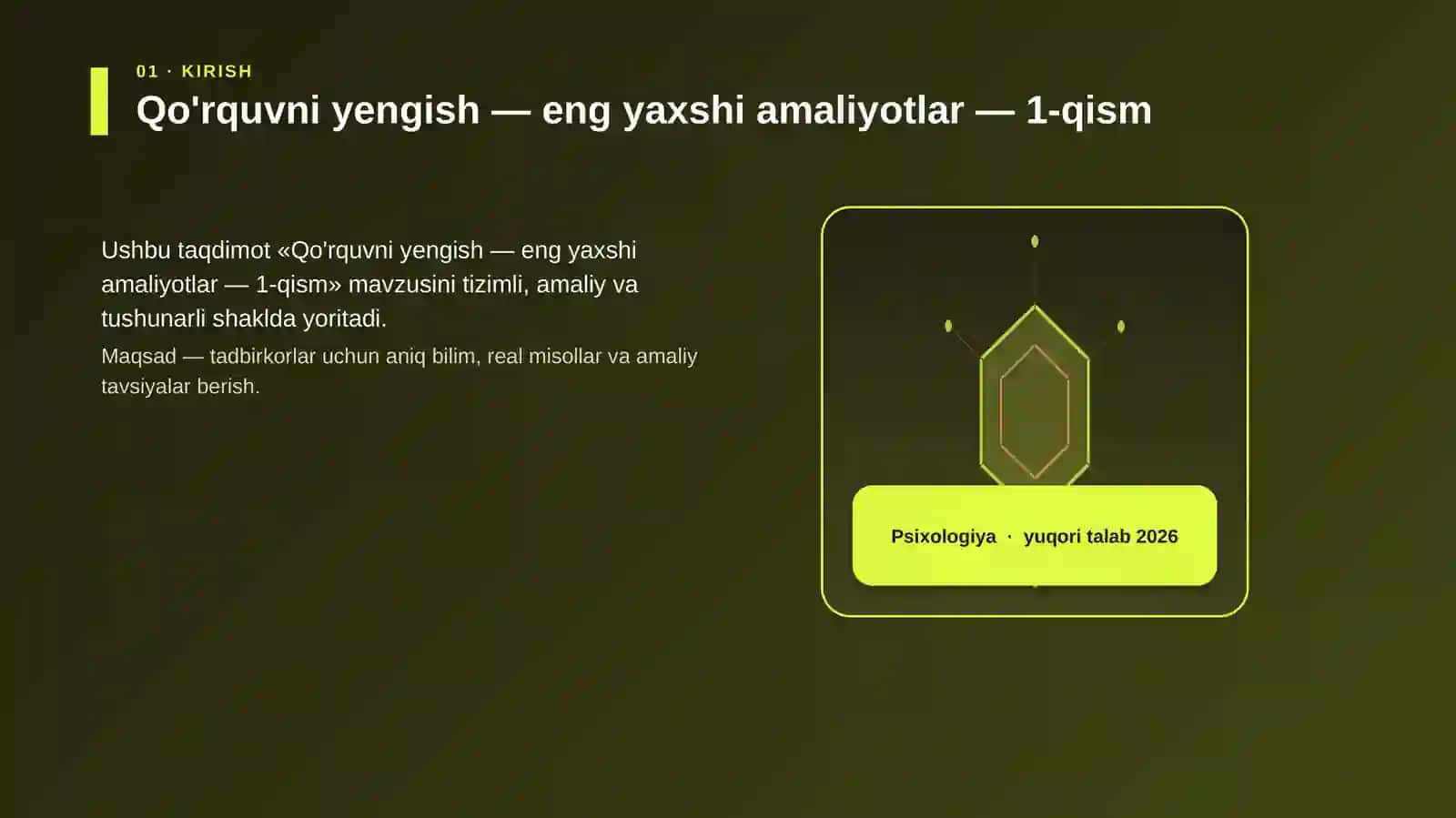 Qo'rquvni yengish — eng yaxshi amaliyotlar — 1-qism 3