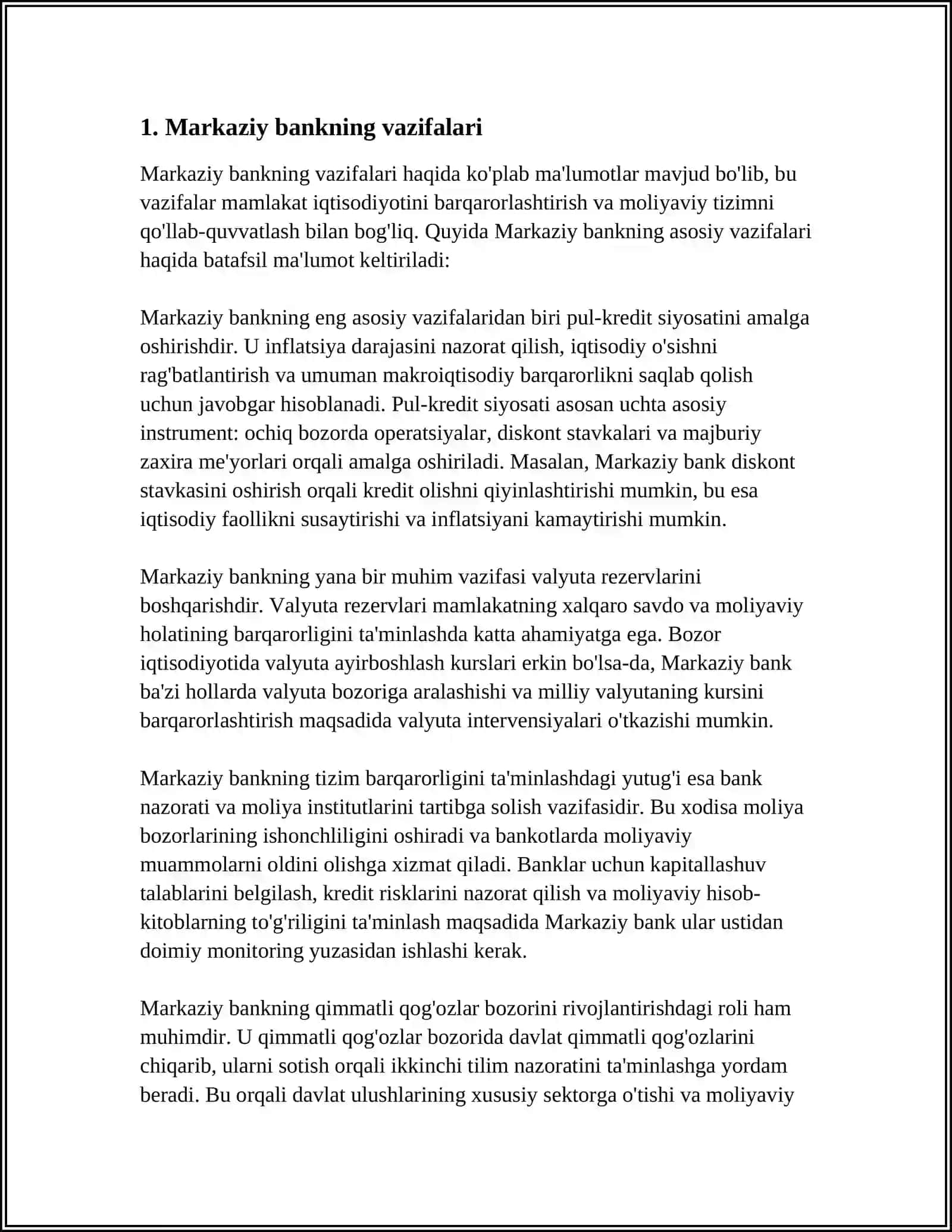 MARKAZIY BANK VA UNING PUL MUOMALASINI TARTIBGA SOLISH SIYOSATI 3