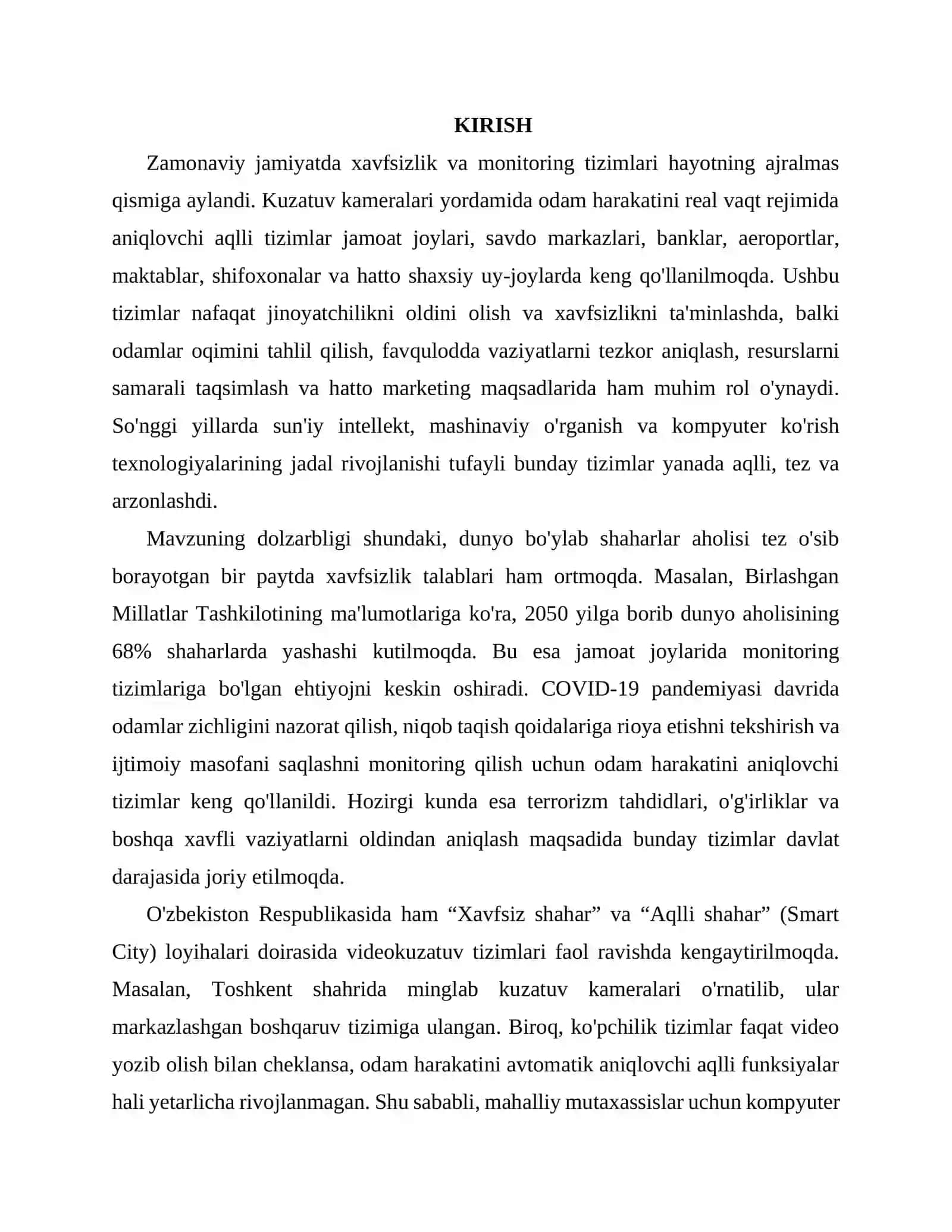 Kuzatuv kamerasi bilan odam harakatini aniqlovchi tizim simulyatsiyasi 3