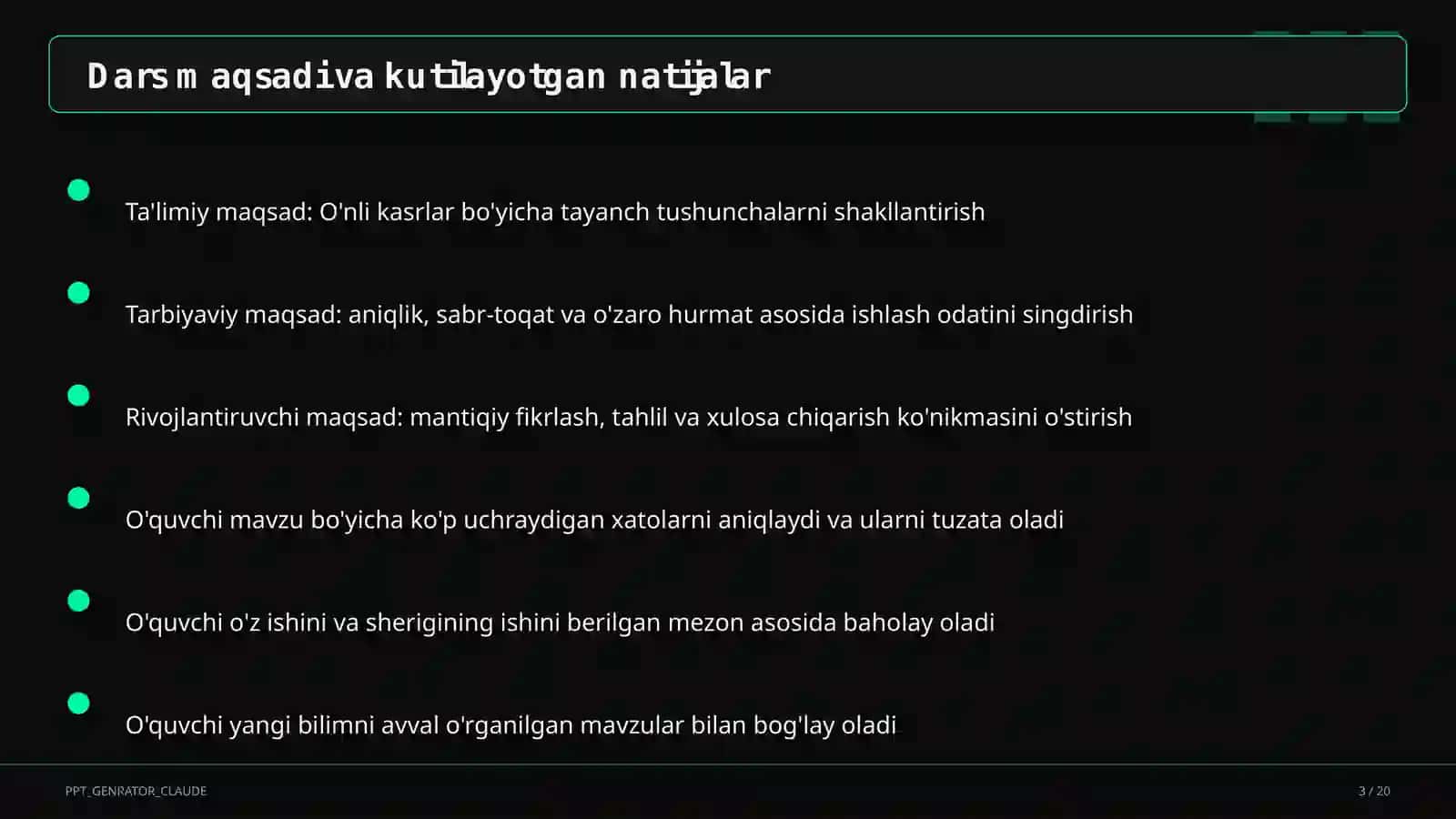O'nli kasrlar (5-sinf) 3