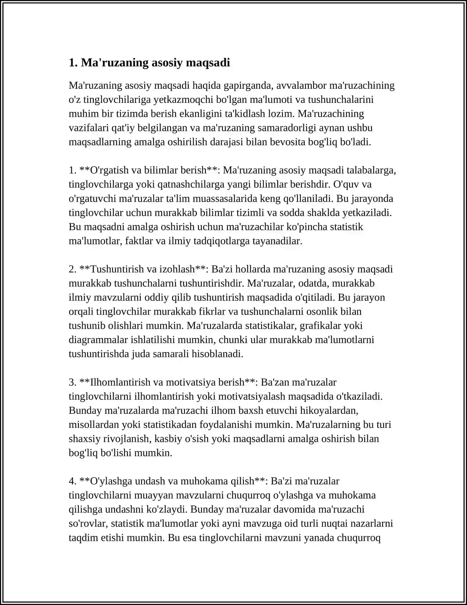 REFERAT:MA’RUZA. MAQSADI,TUZILISHI,VAZIFASI 3