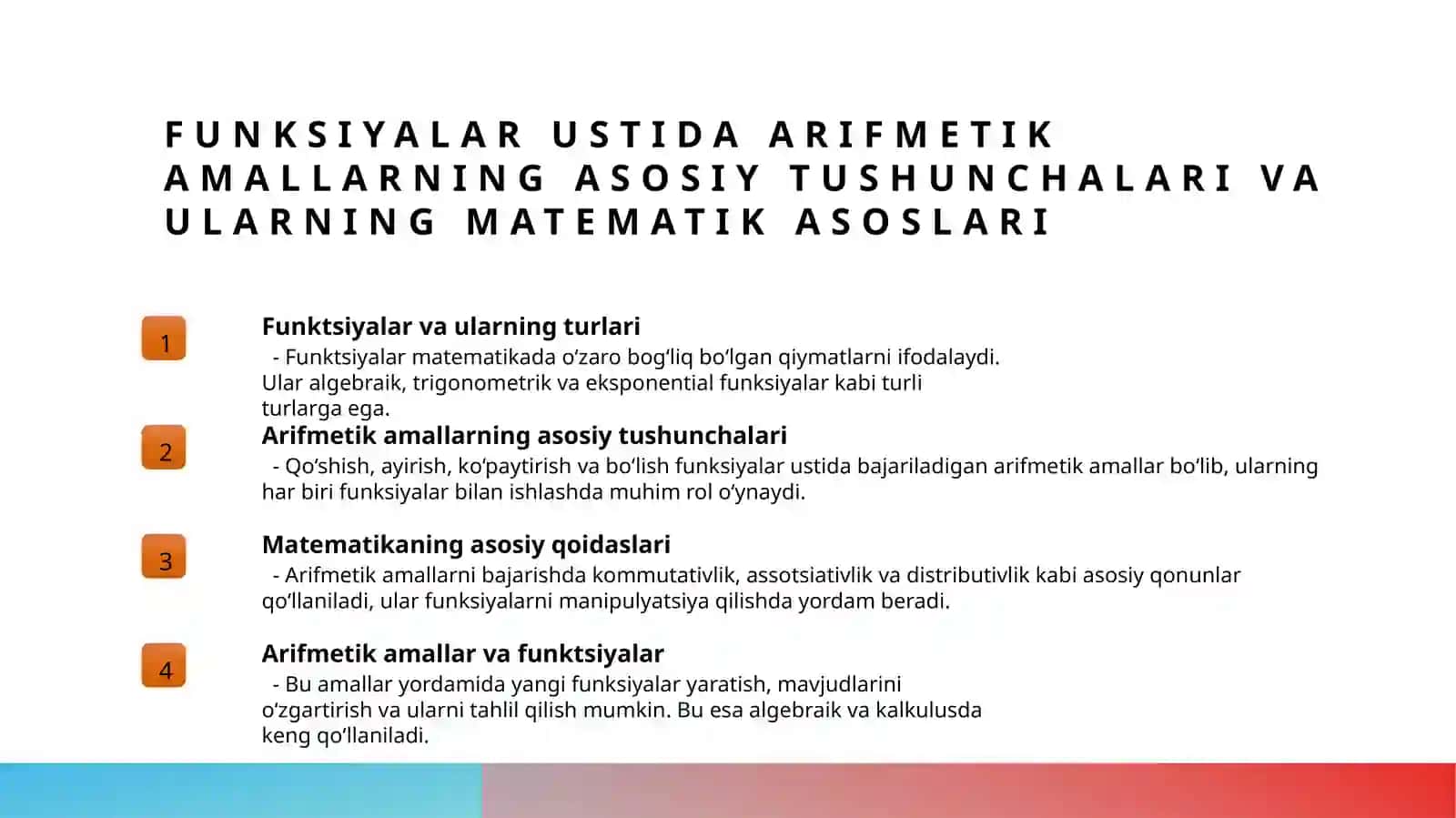 Funksiyalar ustida arifmetik amallar 3