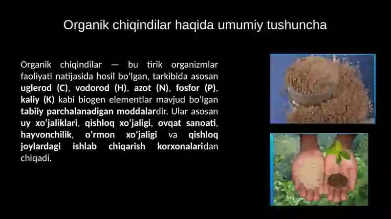 Organik chiqindilarni tabiy o’g’itga aylantirish texnalogiyasi 3