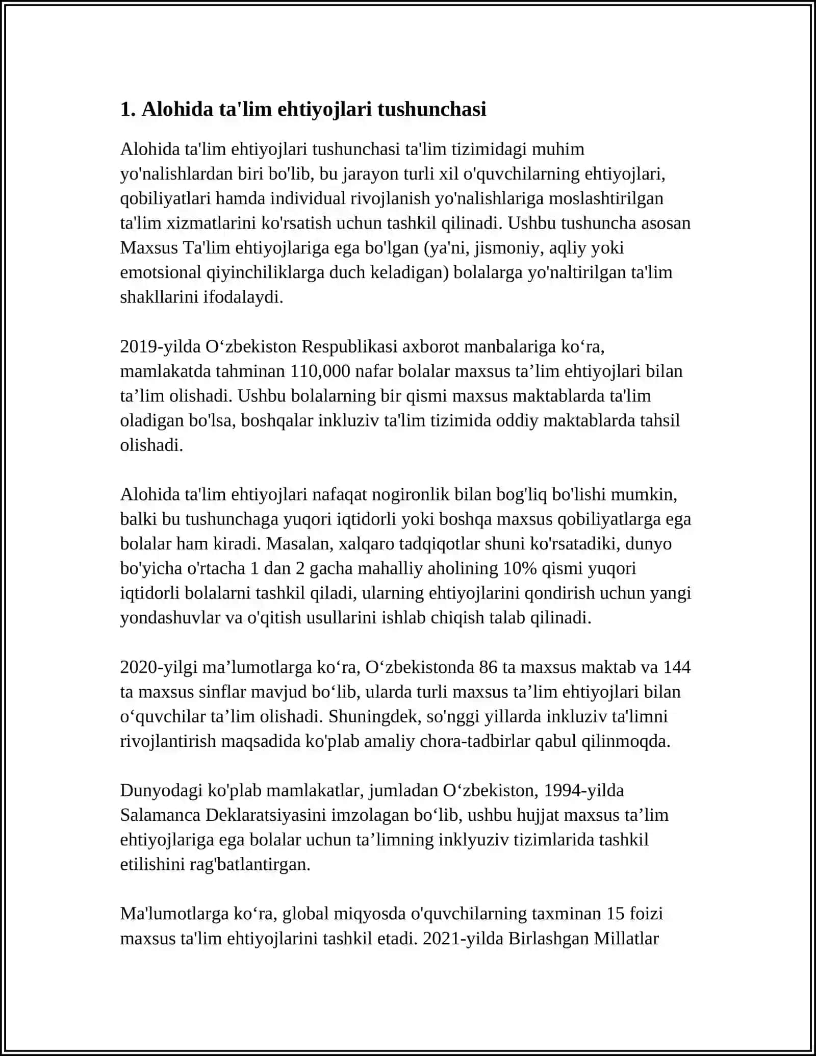 ALOHIDA TA'LIM EHTIYOTLARIGA EGA SHAXSLARNI INKLYUZIV TA'LIM KONSEPSIYASINING MOHIYATI VA ASOSIY QOIDALARI 3