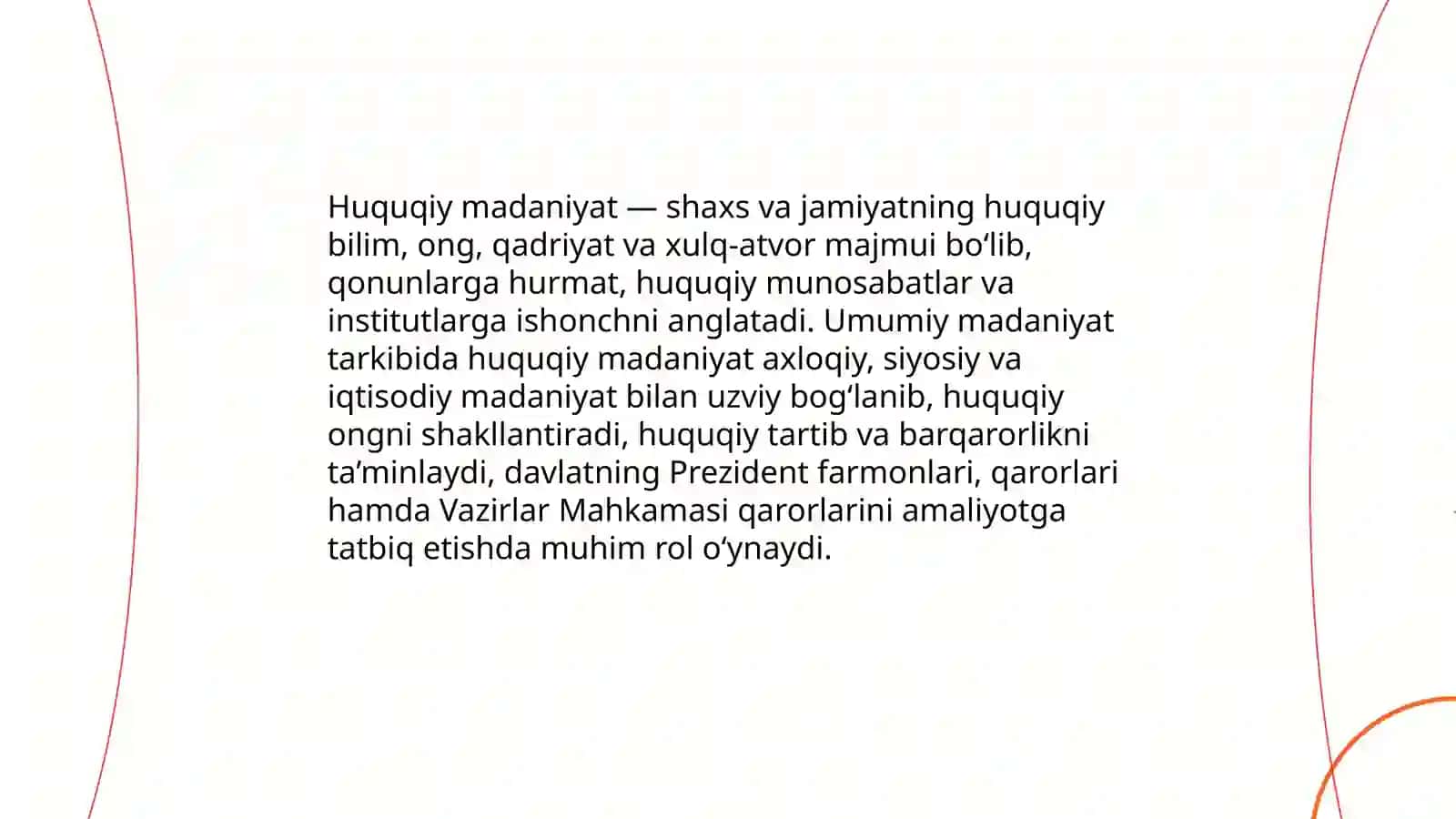 Huquqiy madaniyat – umumiy madaniyatning tarkibiy qismlari 3