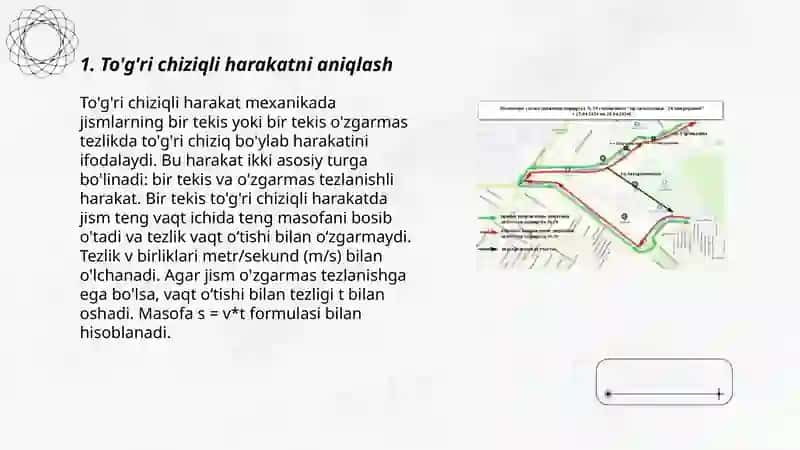 To’g’ri chiziqli harakatlar. To’g’ri chiziqli tekis harakatda tezlik va tezlanish. 3