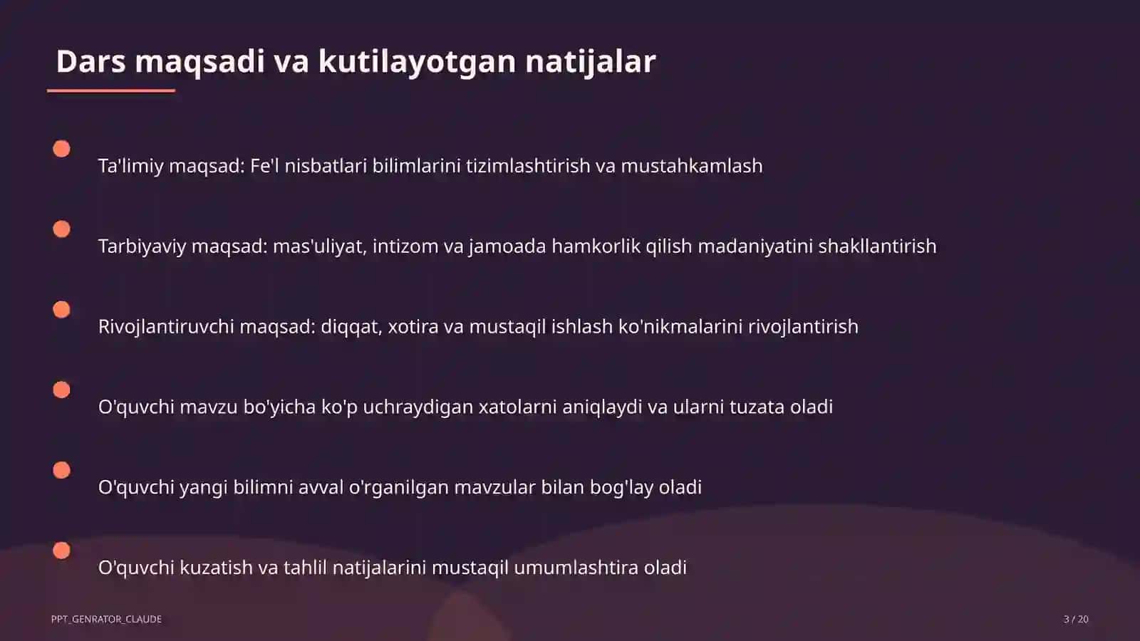 Fe'l nisbatlari (7-sinf) Ona tili (5– 11) — metodik birlashma uchun 3