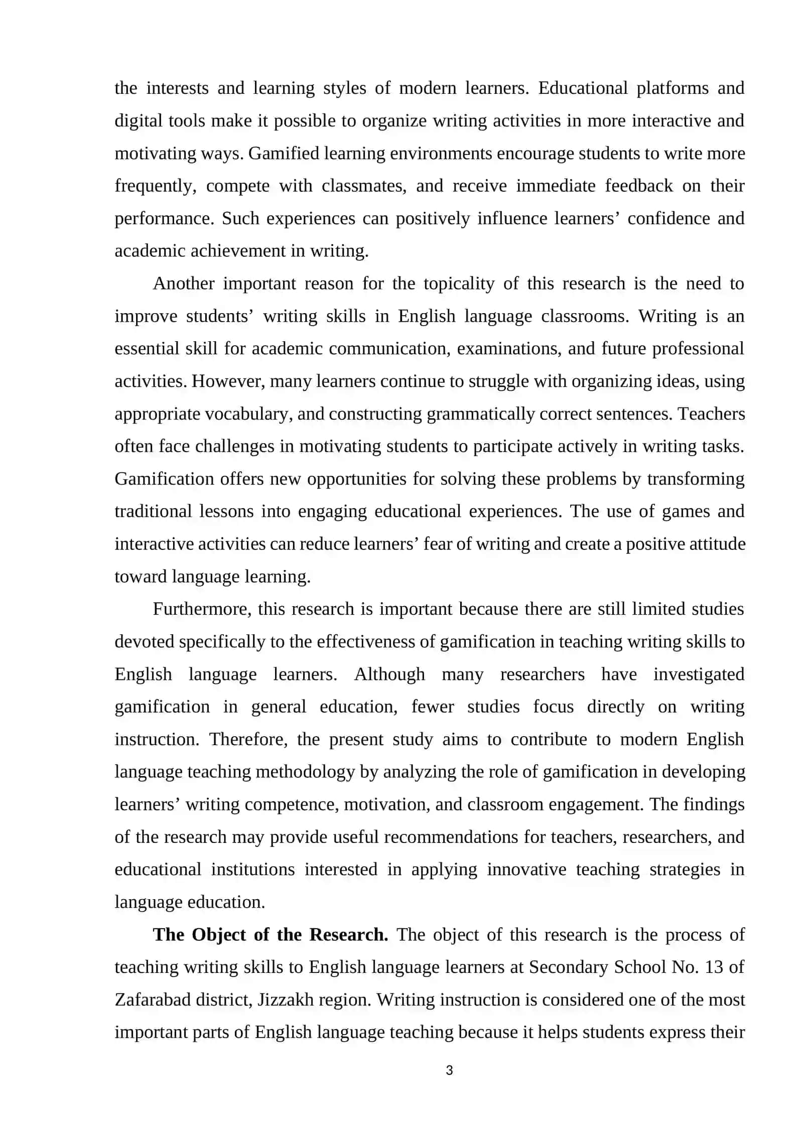 The Effectiveness of Gamification in Teaching Writing to English Language Learners 3