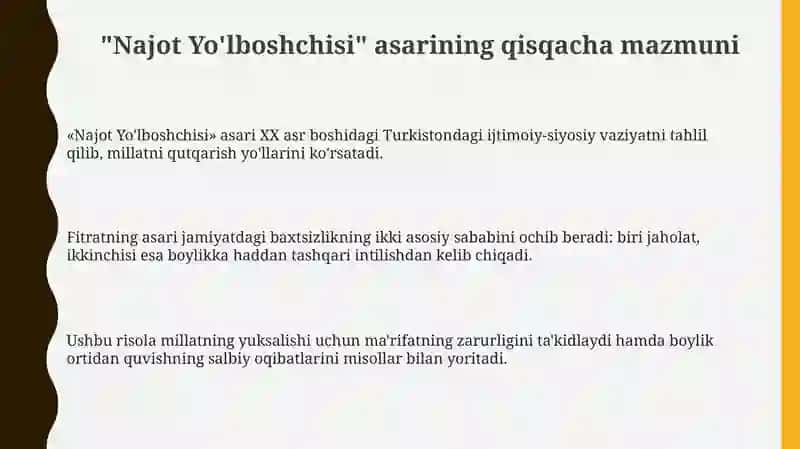 A.Fitrarning "Rahbari najot" risolasidagi "Baxtsiz odamlarning ikki toifasi" ga oid qarashlari 3