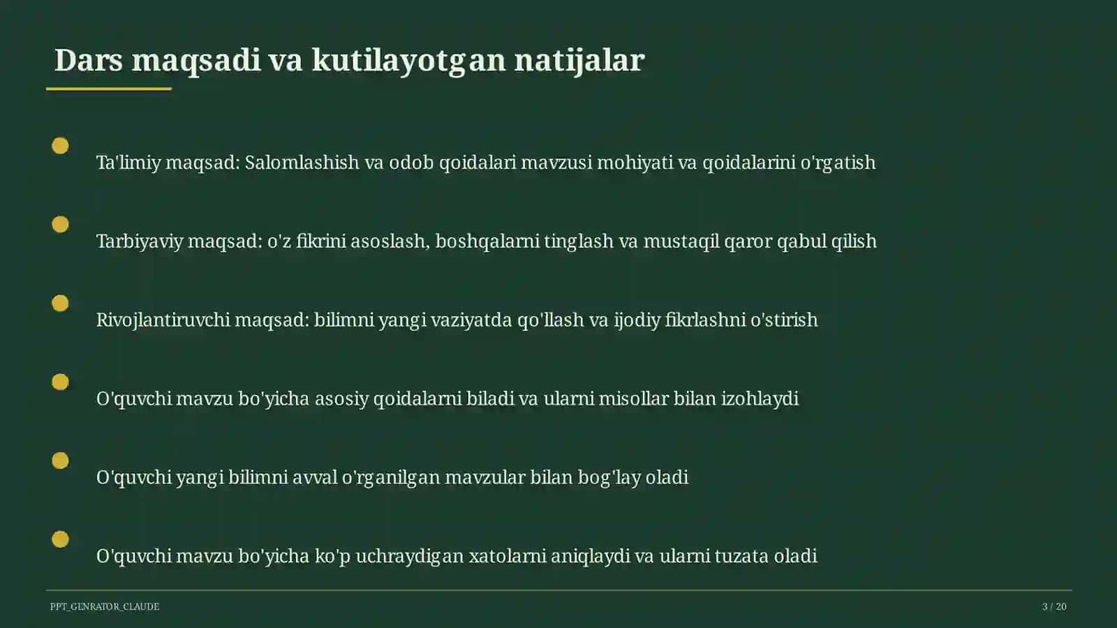 Salomlashish va odob qoidalari (1-sinf) 3