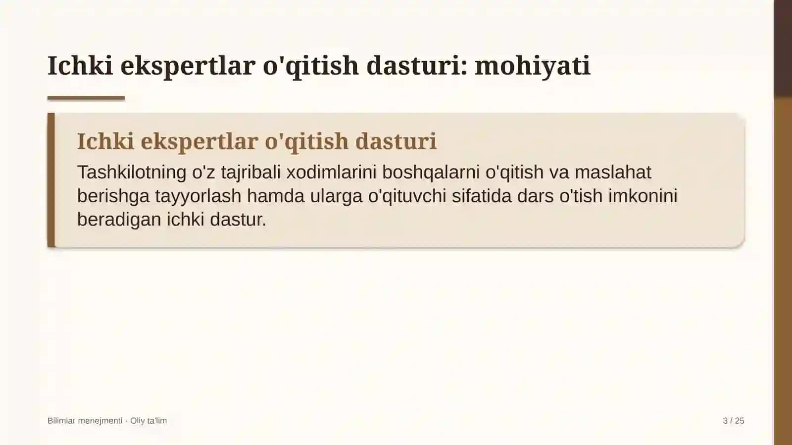 tergov hibsxonalarida ichki ekspertlar o'qitish dasturini tashkil etish 5085 3