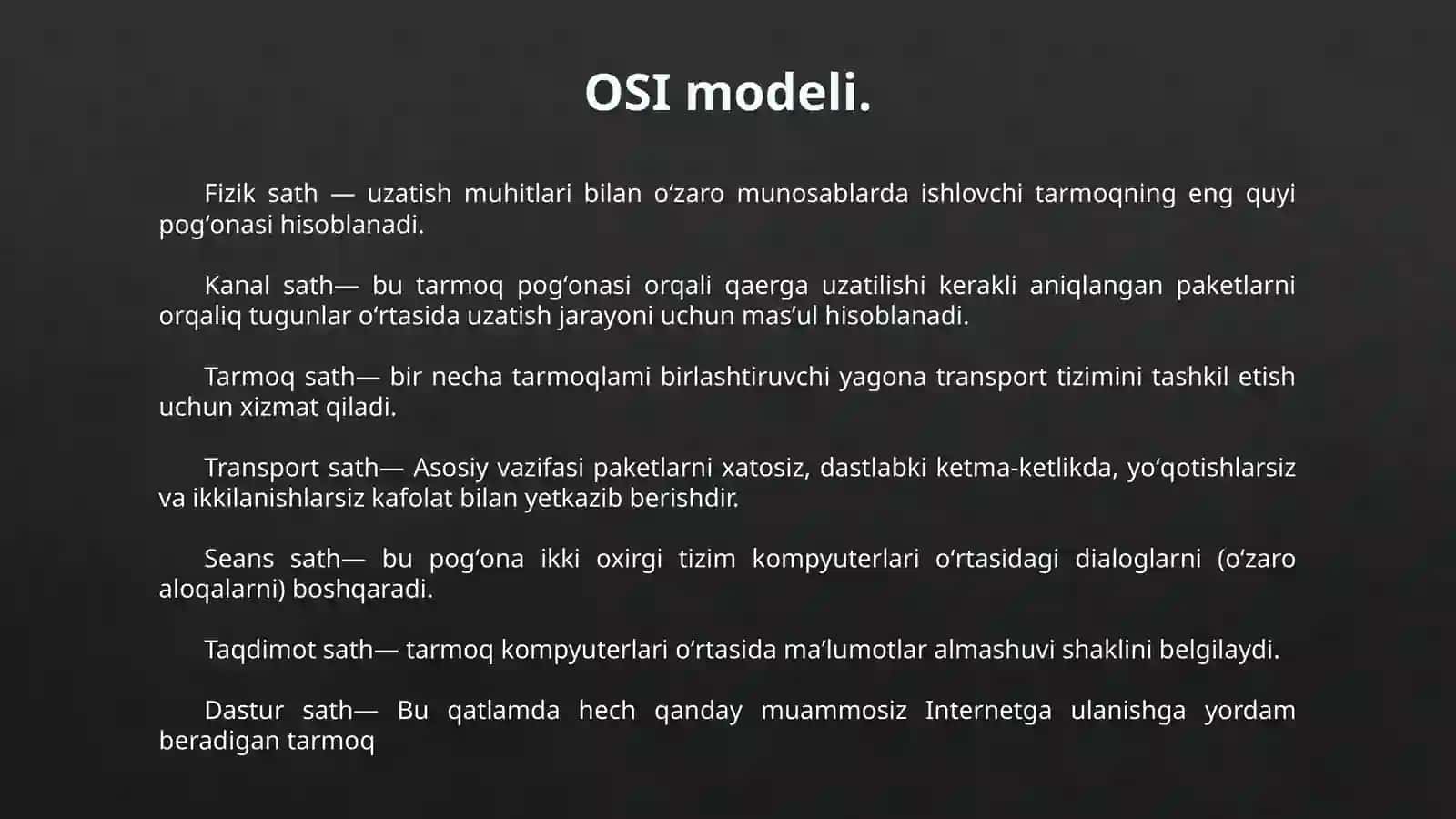 OSI va TCP/IP Modellari: Tarmoq Xavfsizligidagi O'rni 3
