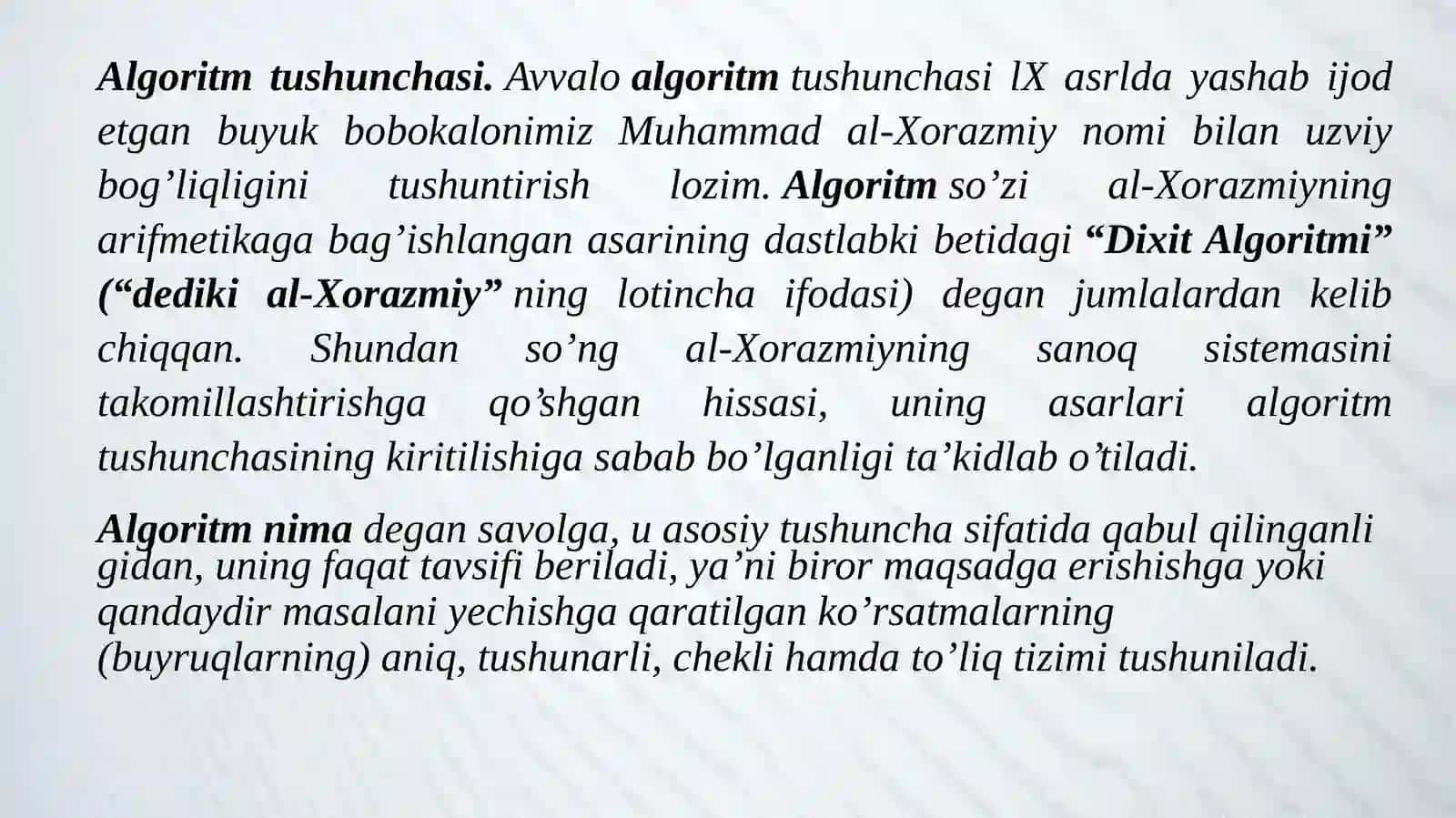 Algoritm tushunchasi 3