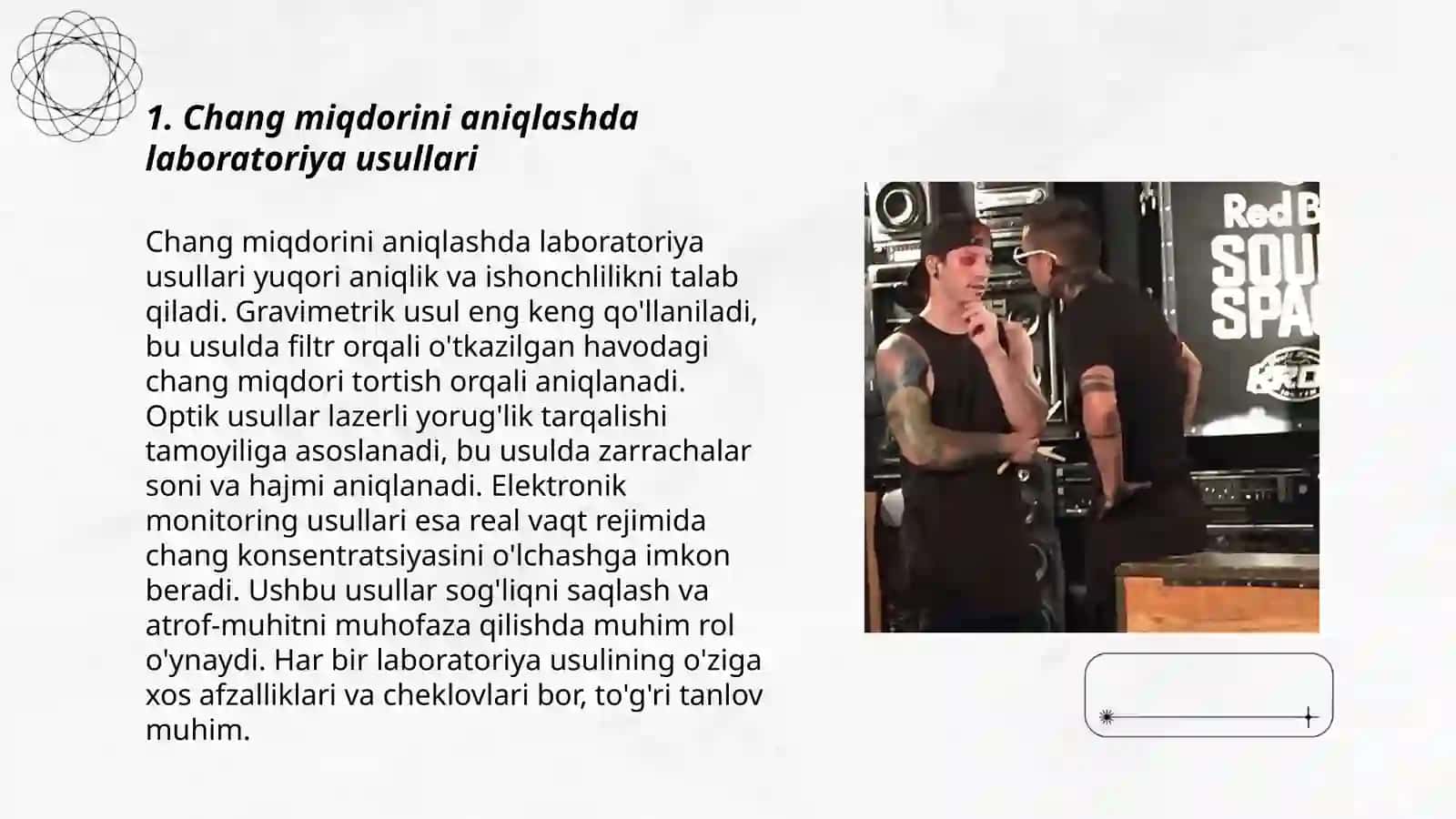 Sexdagi chang miqdorini aniqlash usullari deysz 3