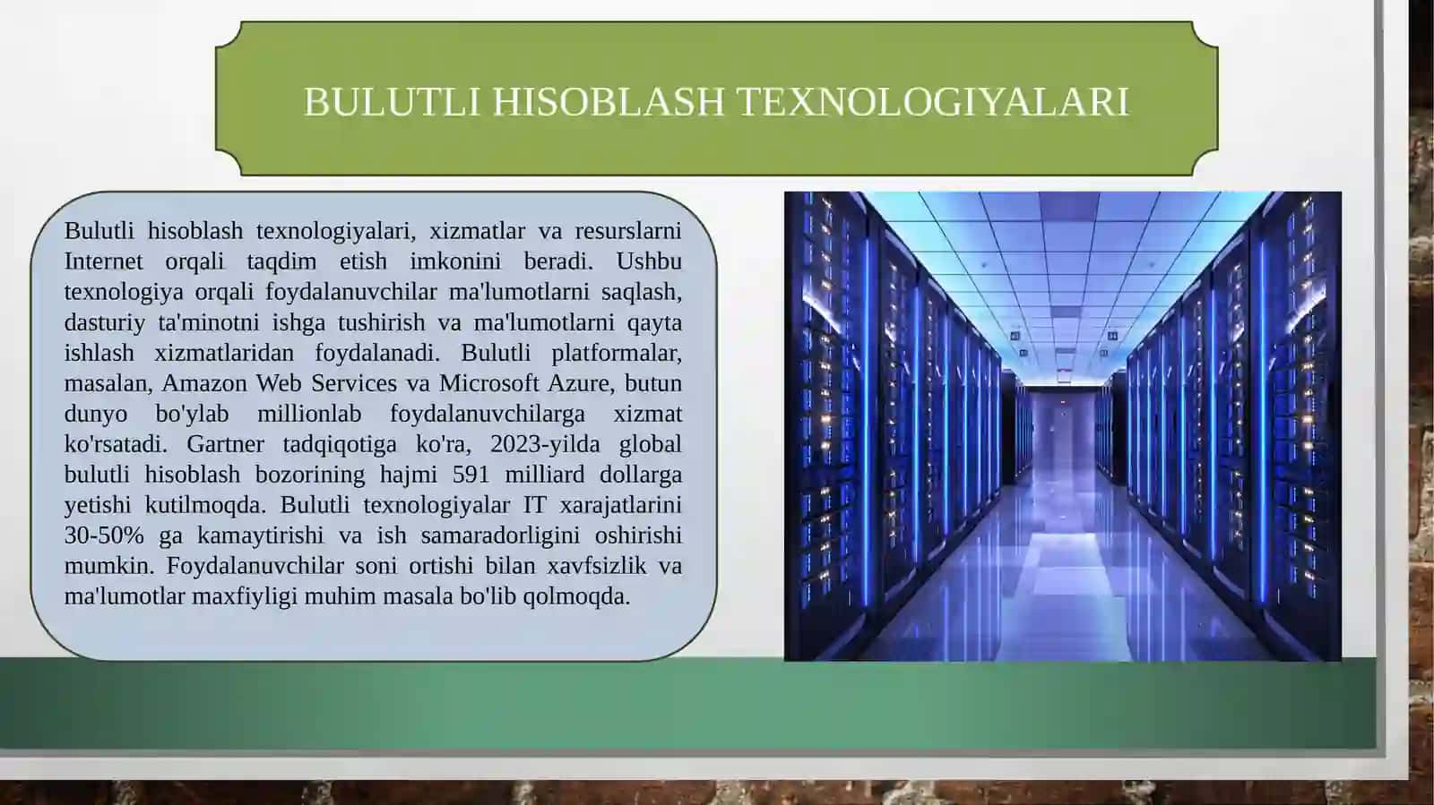 “Bulutli” hisoblashlar asosida ma'lumotlarni saqlash va qayta ishlash markazlarini rivojlantirish 3